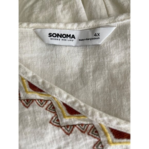 Sonoma Top Womens Plus Size 4X Dolman Sleeve Embroidered Boho Cream NWT - Picture 9 of 12